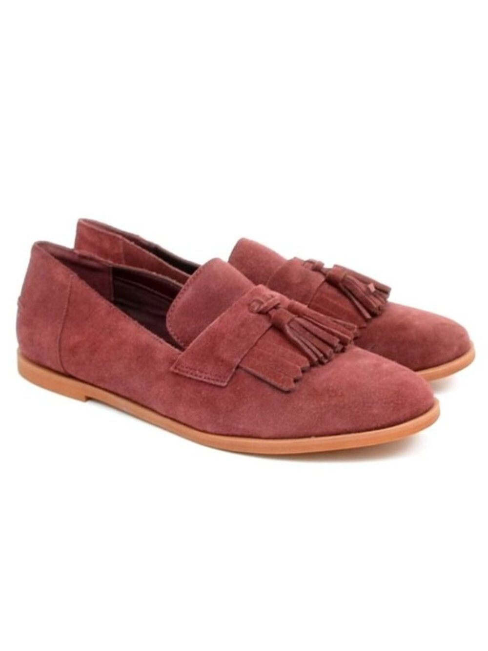 NEW Franco Sarto Jolie Women's 7.5 Burgundy Suede Tassel Kiltie Comfort Loafer